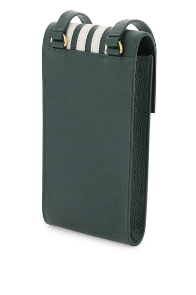 Thom Browne 皮革斜背手機支架 MAC115A00198 深綠色