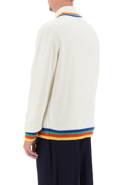 Casablanca rainbow heart virgin wool sweater MF23KW56501 WHITE