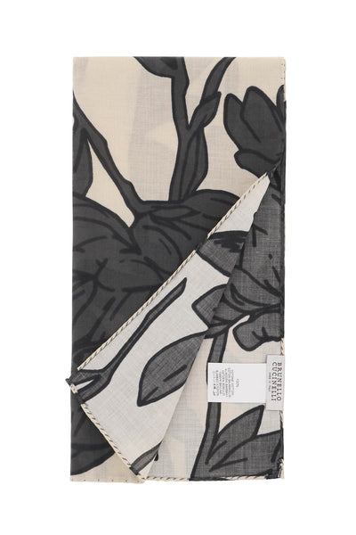 Brunello cucinelli flower print scarf MFOU0021 BEIGE LIGNITE