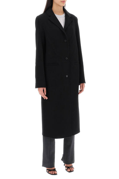 Loulou studio mill long coat in wool and cashmere MILL BLACK