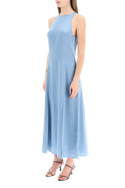 Loulou studio maxi silk slip dress MINA BLUE