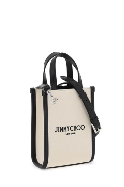 Jimmy choo n/s mini tote bag MINI N S TOTE CZM NATURAL BLACK SILVER