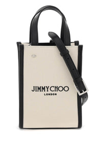 Jimmy choo n/s mini tote bag MINI N S TOTE CZM NATURAL BLACK SILVER