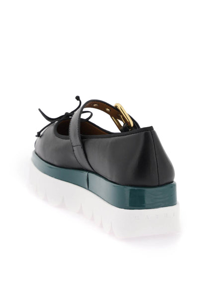 Marni nappa leather mary jane with notched sole MJMS007203P4545 BLACK