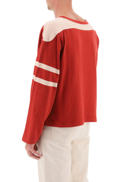 Bode bucky two-tone cotton sweater MRF23CS007 RED ECRU