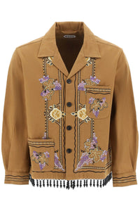 Bode autumn royal overshirt with embroideries and beadworks MRF23SH026 BROWN MULTI