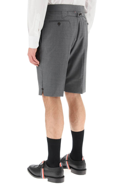 Thom Browne Super 120's 羊毛短褲，附背帶 MTC002A00626 MED 灰色