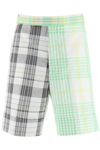 Thom browne funmix madras cotton shorts MTC420FF0172 LT GREEN