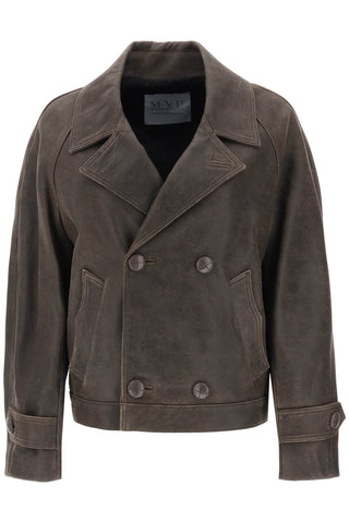Mvp wardrobe solferino jacket in vintage-effect leather MVPI3CP152 GRECE
