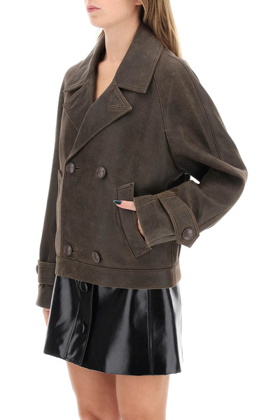 Mvp wardrobe solferino jacket in vintage-effect leather MVPI3CP152 GRECE