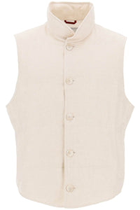 Brunello cucinelli sleeveless down jacket in linen, MW4821852 SABBIA PANAMA