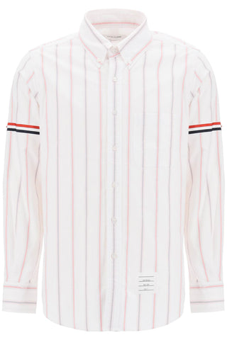 Thom browne striped oxford button-down shirt with armbands MWL301O07720 RWBWHT