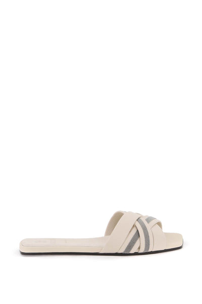 Brunello cucinelli "nappa slides with decorative charm" MZSKC2636 AVORIO RUTENIO