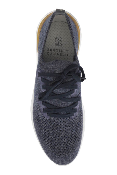Brunello cucinelli sneakers in maglia chiné MZUKISO250 BLU SCURO 1225 ZAFFIRO SCURO