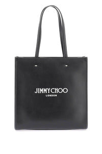 Jimmy choo leather tote bag N S TOTE M ANR BLACK WHITE SILVER