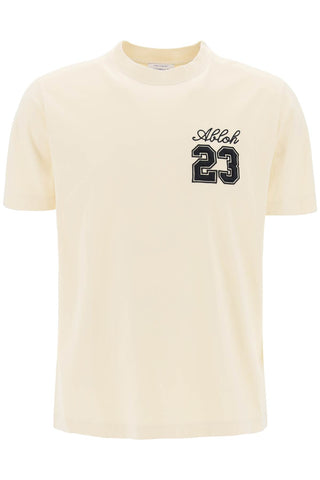 Off-white crew-neck t-shirt with 23 logo OMAA027S24JER005 ANGORA BLACK