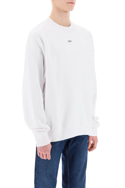 灰白色滑板運動衫，搭配 Off 標誌 OMBA054C99FLE006 白色 黑色