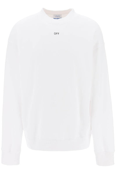 灰白色滑板運動衫，搭配 Off 標誌 OMBA054C99FLE006 白色 黑色