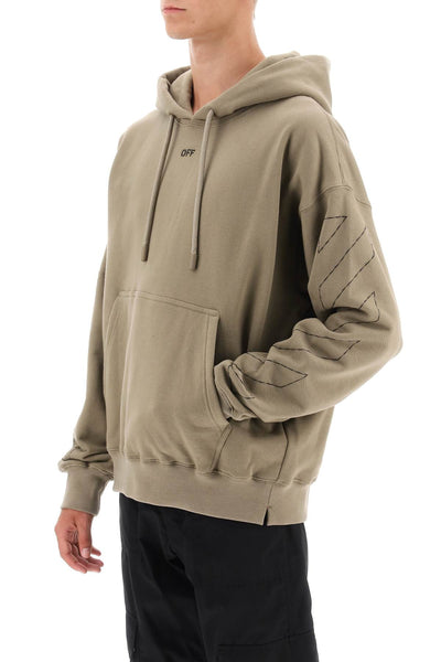 Off-white hoodie with topstitched motifs OMBB085F23FLE019 BEIGE BLACK