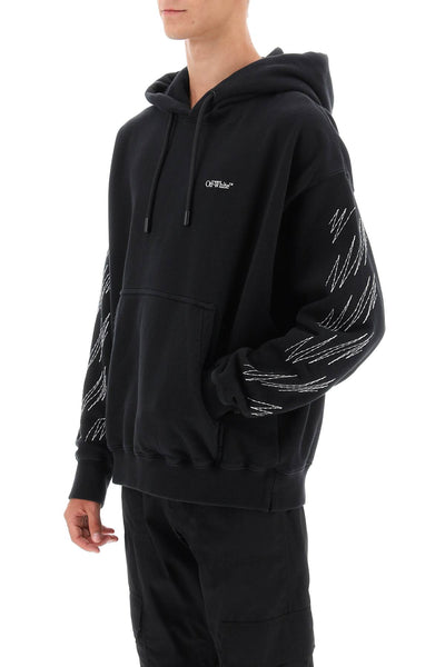 Off-white hoodie with contrasting topstitching OMBB085F23FLE020 BLACK WHITE