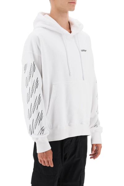 Off-white hoodie with contrasting topstitching OMBB085F23FLE020 WHITE BLACK