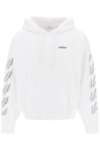 Off-white hoodie with contrasting topstitching OMBB085F23FLE020 WHITE BLACK