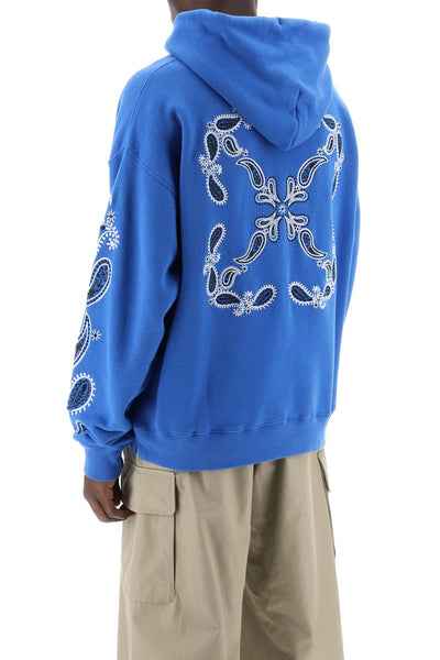 Off-white hooded sweatshirt with arrow band OMBB085S24FLE003 NAUTICAL BLUE