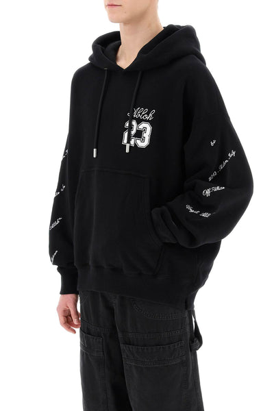 Off-white skate hoodie with 23 logo OMBB085S24FLE011 BLACK WHITE