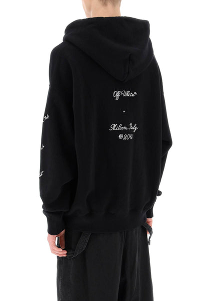 Off-white skate hoodie with 23 logo OMBB085S24FLE011 BLACK WHITE