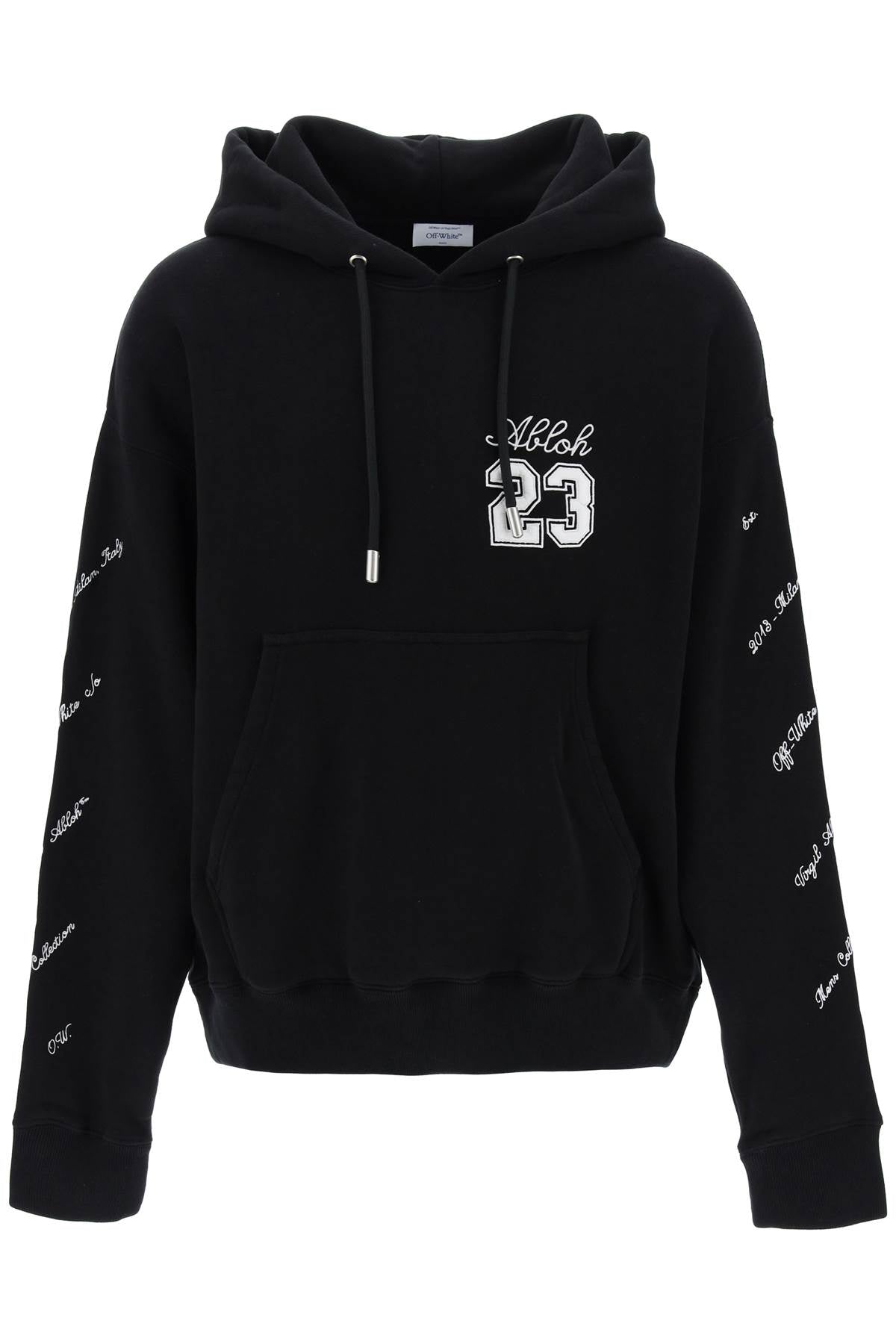 Off-white skate hoodie with 23 logo OMBB085S24FLE011 BLACK WHITE