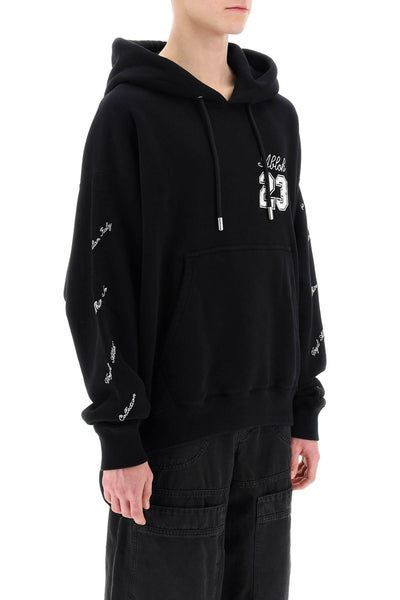 Off-white skate hoodie with 23 logo OMBB085S24FLE011 BLACK WHITE