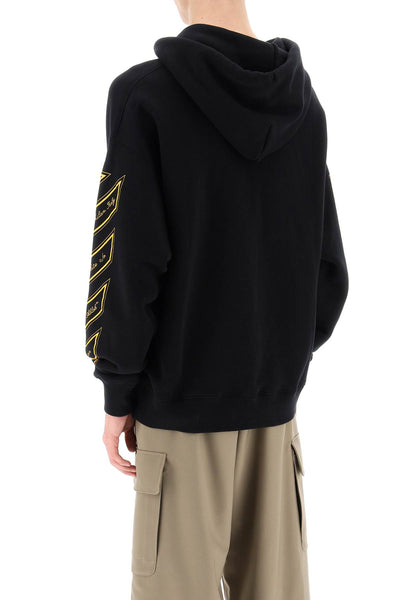Off-white skated hoodie with ow 23 logo OMBB085S24FLE012 BLACK GOLD FUSION