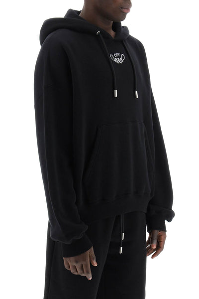 Off-white hooded sweatshirt with paisley OMBB118S24FLE001 BLACK WHITE