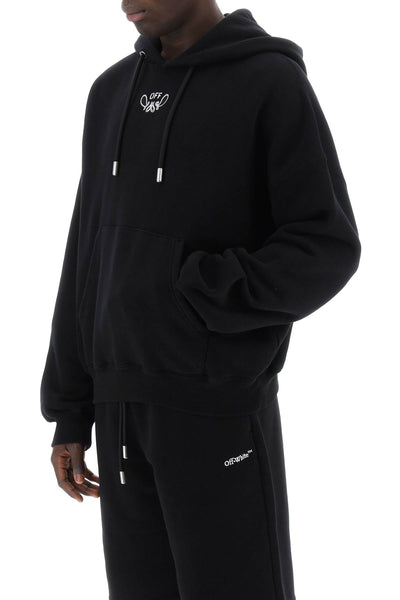 Off-white hooded sweatshirt with paisley OMBB118S24FLE001 BLACK WHITE