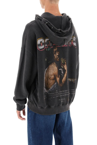 Off-white hoodie with back bacchus print OMBB119F23FLE005 BLACK MULTI