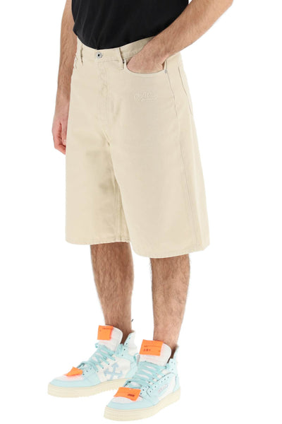 Off-white cotton utility bermuda shorts OMCB084S23FAB001 NEW BEIGE