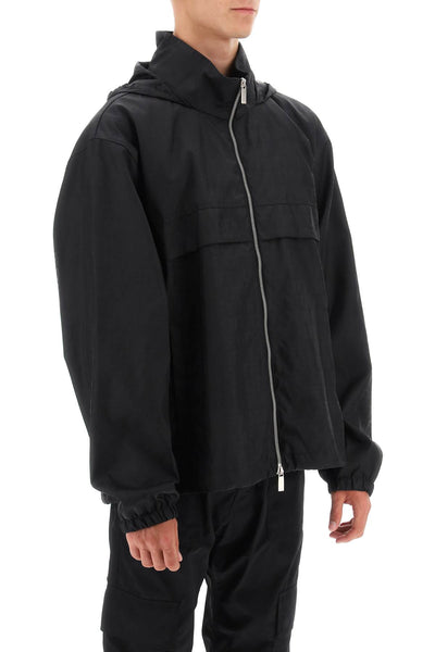 Off-white windbreaker jacket with off motif OMEB042F23FAB001 BLACK NO COLOR
