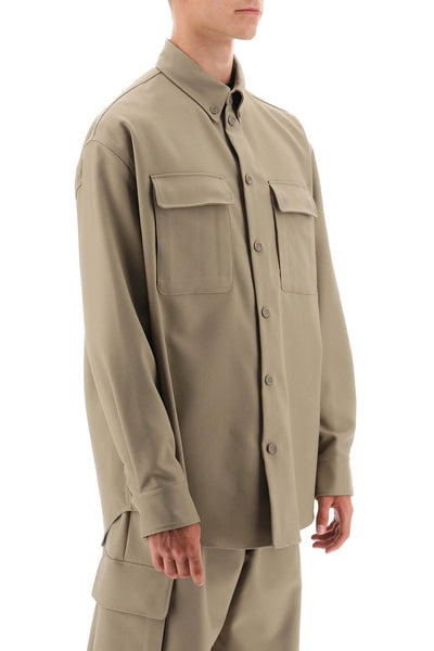 Off-white technical drill overshirt OMES005F23FAB003 BEIGE BEIGE