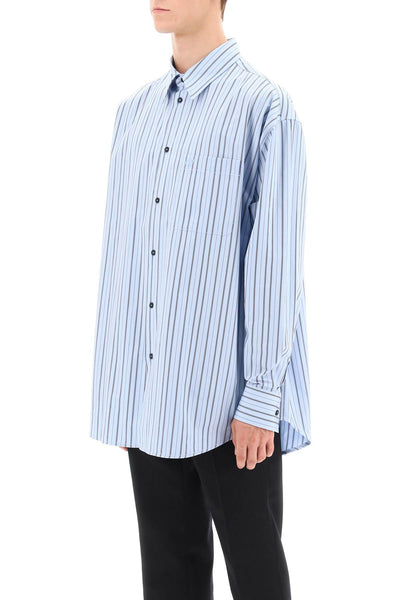 Off-white striped maxi shirt OMGE004F23FAB001 PLACID BLUE