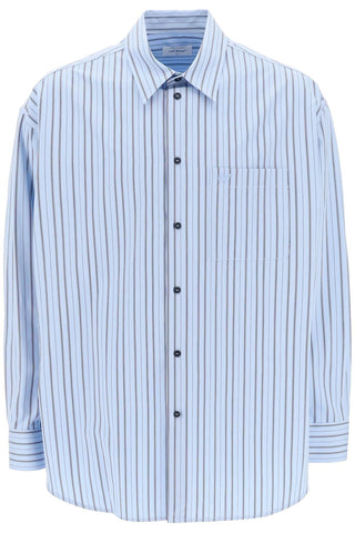 Off-white striped maxi shirt OMGE004F23FAB001 PLACID BLUE