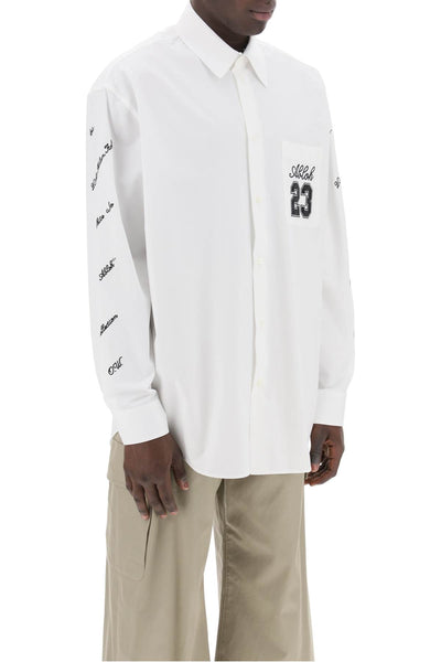 Off-white "oversized shirt with OMGE004S24FAB002 WHITE BLACK