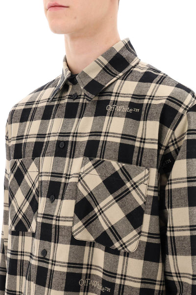 Off-white check flannel shirt OMGE030C99FAB001 BEIGE BLACK