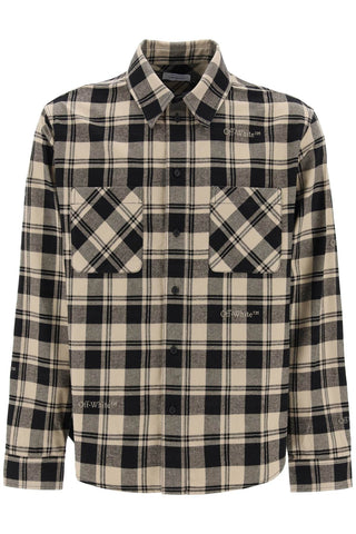 Off-white check flannel shirt OMGE030C99FAB001 BEIGE BLACK