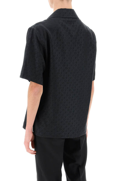 Off-white holiday bowling shirt with off pattern OMGG004C99FAB001 BLACK NO COLOR