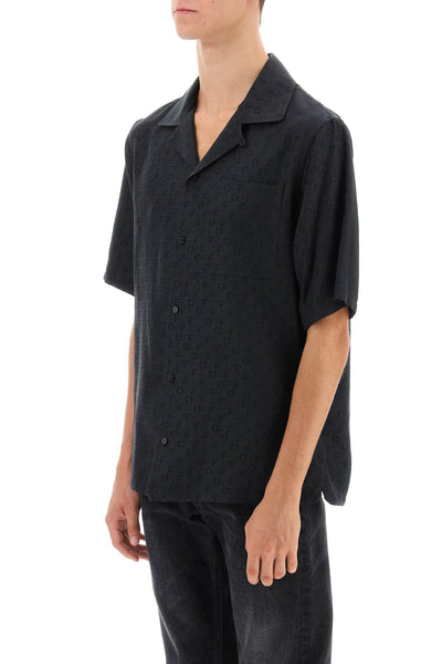 Off-white silk-cotton short sleeve shirt OMGG004F23FAB001 BLACK NO COLOR