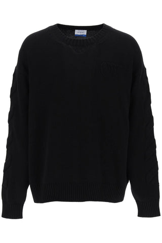 Off-white sweater with embossed diagonal motif OMHE151C99KNI001 BLACK BLACK