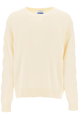 Off-white sweater with embossed diagonal motif OMHE151C99KNI001 CREAM CREAM