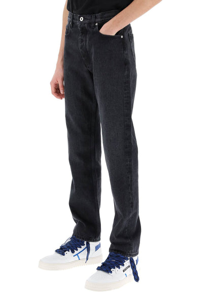 Off-white regular jeans with tapered cut OMYA175C99DEN001 BLACK NO COLOR