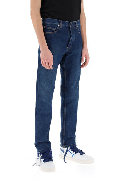 Off-white regular jeans with tapered cut OMYA175C99DEN004 MEDIUM BLUE