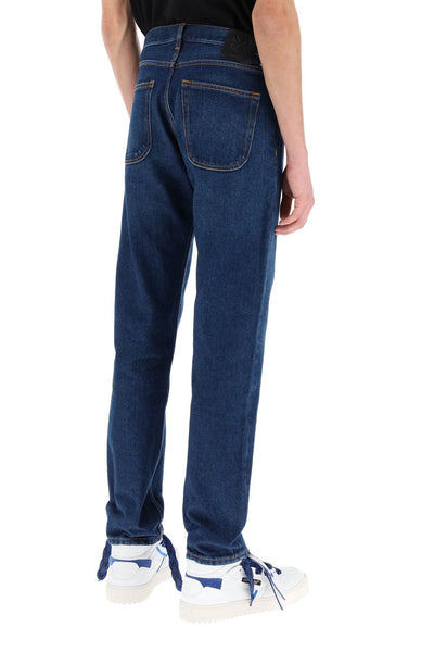 Off-white regular jeans with tapered cut OMYA175C99DEN004 MEDIUM BLUE